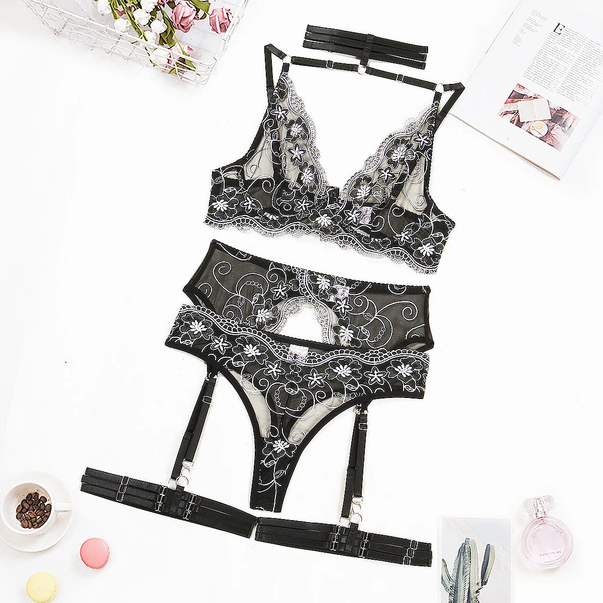 Embroidery Floral Lace Set